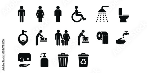 Public Facility and Accessibility Icons Set Vector