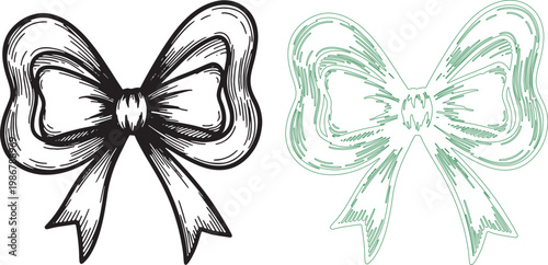 Heart shaped bow tie silhouettes black green bowtie