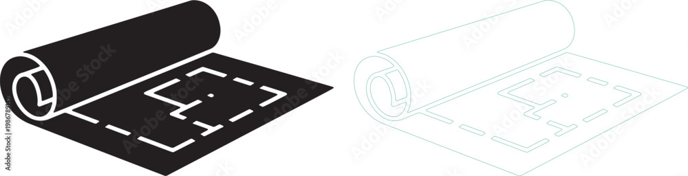 Fototapeta premium House blueprint in black and white minimal silhouette
