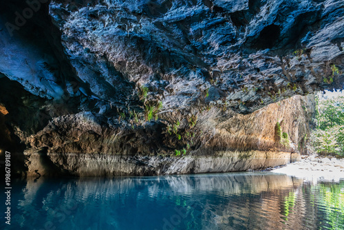 Altinbesik Cave with an underwater lake. Antalya, Turkey.