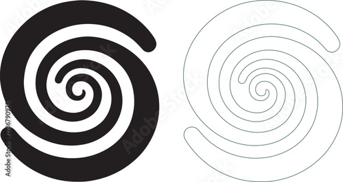 Small spiral mehndi black and green silhouettes