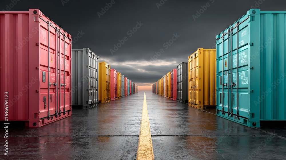 Fototapeta premium shipping containers with clean layout and copy space