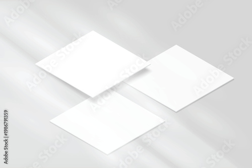 Minimalist social media post interface mockup grid on a light gray background with organic sunlight shadows. High-quality 3D for social media content, branding, and digital marketing presentation.