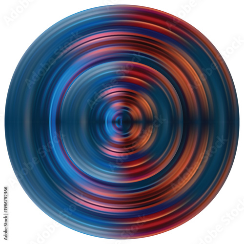 Abstract futuristic circular iris with metallic blue and copper gradients