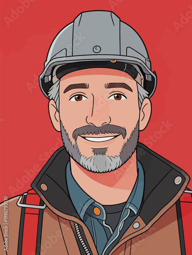 Portrait of a Bearded Man with Hard Hat