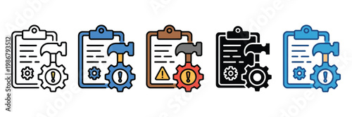 Risk compliance multiple icon set, regulatory control and audit symbols