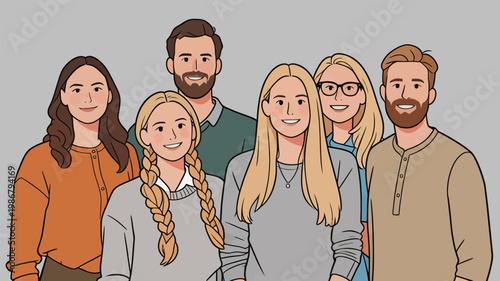 Group of diverse young adults standing together