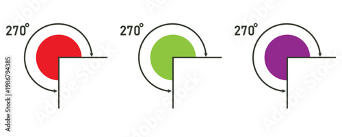 270 degree angle icons vector set, 270 degree angle icon vector in trendy flat style illustration isolated on white background.
