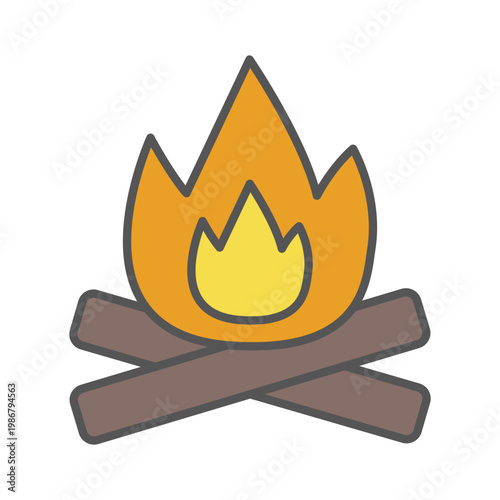 焚火のイラスト　キャンプファイアー