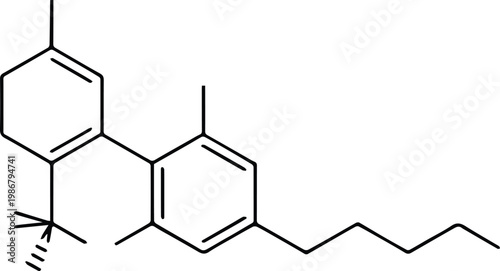 cbd chemical diagram organic chemistry cannabinoid molecular sketch icon