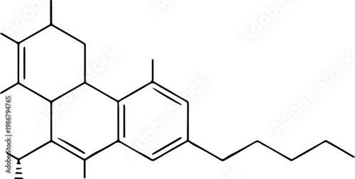 cbd molecule illustration benzene ring cyclohexene hydroxyl pentyl side