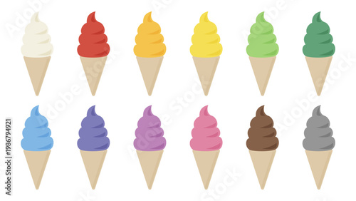 ICE Cream set 　ソフトクリーム　バニラ　ストロベリー　チョコレートなど　セット