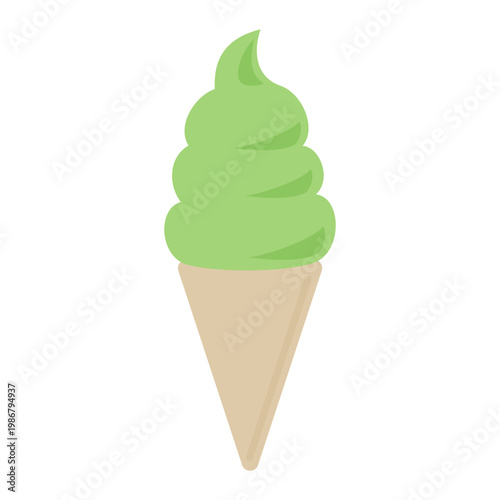 ずんだ　お茶　黄緑　ソフトクリーム　コーン