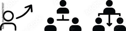 leadership symbol person with upward arrow and team chart