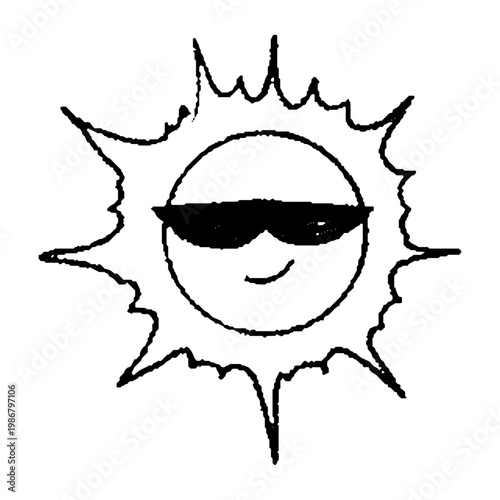 サングラスかけた太陽の線画