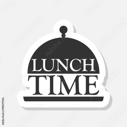 Lunch time icon sticker isolated on gray background