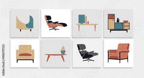 Collection of Mid Century Modern Furniture Designs.