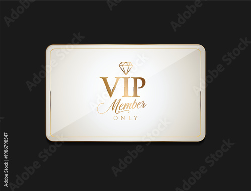 Elegant Exclusive VIP Access Event Pass Illustration, Luxury Gold VIP Access Pass. Premium VIP card in white color with golden diamond. Luxury design 