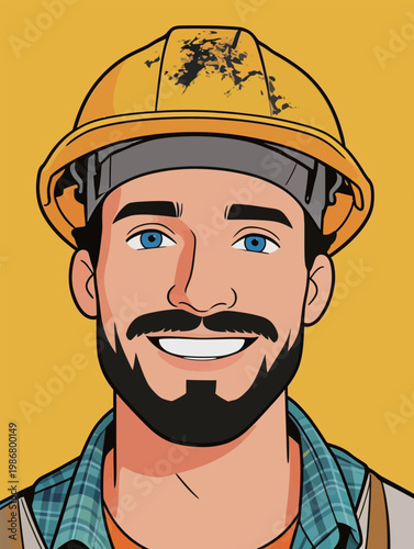 Illustration of a Smiling Male Construction Worker