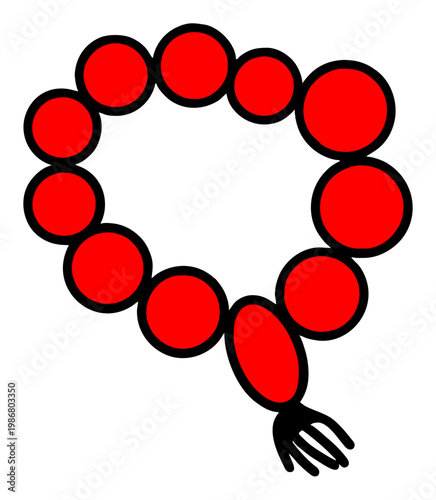 Tasbih Prayer Beads Icon Vector, Islamic Rosary Misbaha Muslim Worship Illustration Editable EPS