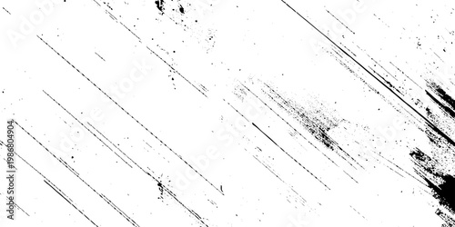 Abstract black and white ink splatter with diagonal brush strokes, grunge texture, paint drips and splashes on a light background, dynamic artistic pattern, minimalist monochrome design vector.