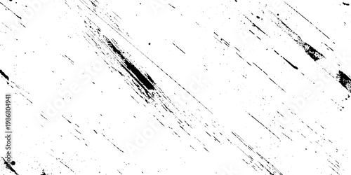 Abstract black and white ink splatter with diagonal brush strokes, grunge texture, paint drips and splashes on a light background, dynamic artistic pattern, minimalist monochrome design vector.