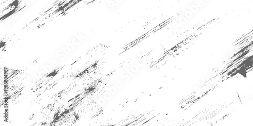 Abstract black and white ink splatter with diagonal brush strokes, grunge texture, paint drips and splashes on a light background, dynamic artistic pattern, minimalist monochrome design vector.