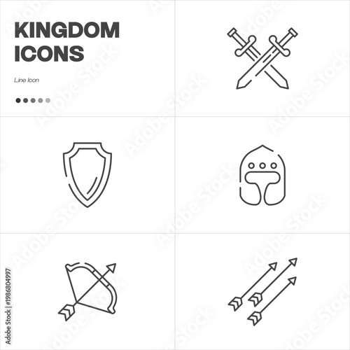 Medival, kingdom, knighthood icon vector set