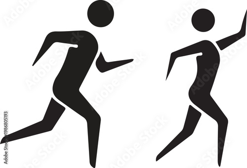 Black silhouette of running people icons showing athlete motion and sprinting performance.