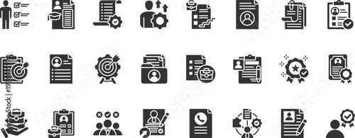 curriculum vitae icon set style. pack contain profile, resume, career, skill, experience, education, summary, contact, portfolio, goal icon