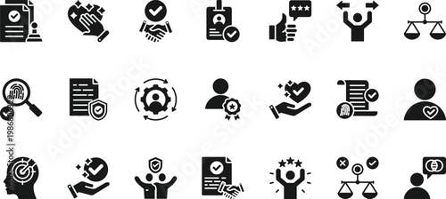 credibility icon set collection. pack contain trust, honesty, reliable, integrity, repute, proof, valid, authentic, verify, corroborate icon