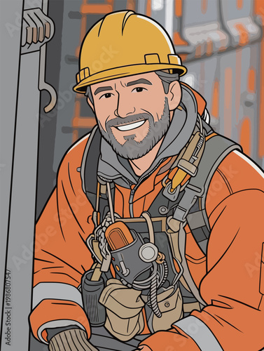 Male Worker in Industrial Setting with Safety Gear