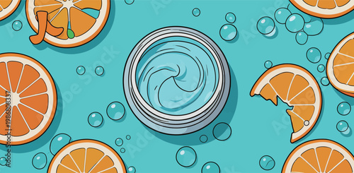 Orange Slices and Cream Jar Beauty Background