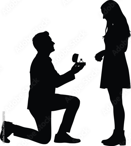 Man Proposing to Woman in Silhouette
