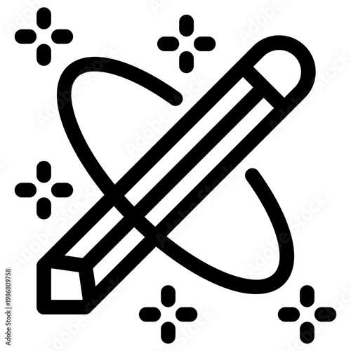 Magic Pencil Sparkle Creative Drawing Icon