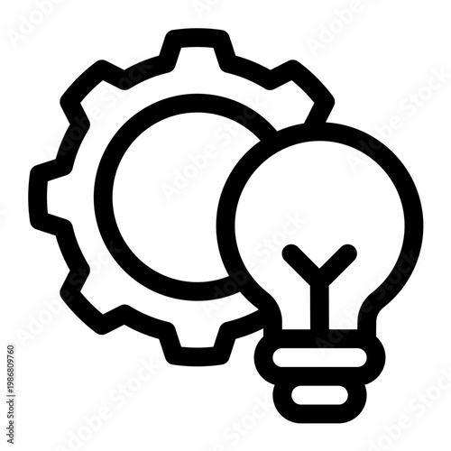 Gear Mechanism and Lightbulb Brainstorming Icon
