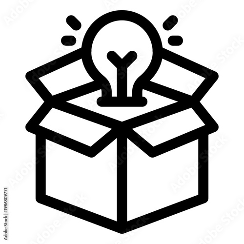 Think Out Of The Box Lightbulb Solution Icon
