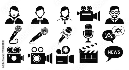 Journalism and Media Broadcasting Icon Set