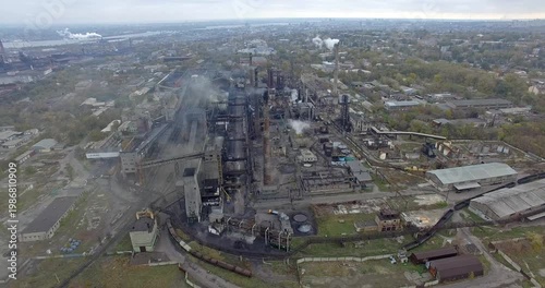 Aerial View of Storage Tanks Near Polluting Industrial Plant