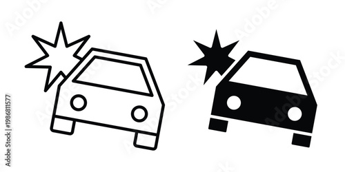 Car crash icon design Illustration set for Projects