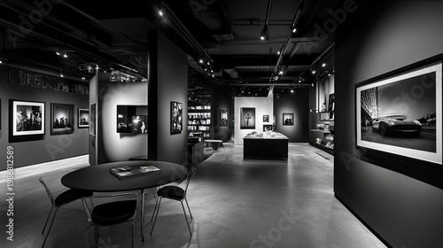 Modern gallery showcasing monochrome photography