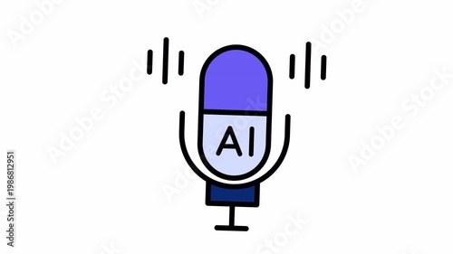 Ai logo showcases a microphone with sound waves, ideal for recorder apps, podcast platforms, or tech companies emphasizing audio services.