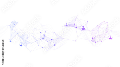 Futuristic network connections with user symbols, data sharing and communication concept