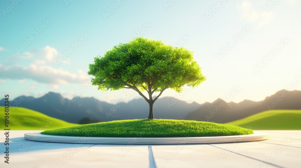 Obraz premium Tree in a park, serving as the backdrop for an outdoor competition or sports event.