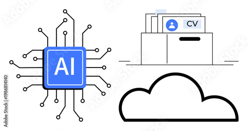 Artificial intelligence streamlining recruitment by analyzing resumes via cloud storage. Artificial intelligence enhances efficiency, storage security, and data processing. For HR, technology