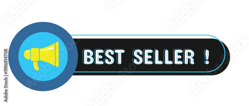 An ad template that says best seller with a megaphone. Modern and simple design.