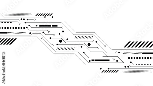 Abstract digital circuit board pattern, technological background with lines and dots, clean vector illustration