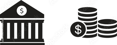 Finance icon set collection group featuring banking money investment budget accounting currency payment business economy tax profit savings credit wallet analytics modern vector design.