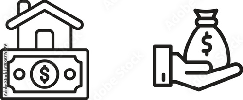 Finance icon set collection group featuring banking money investment budget accounting currency payment business economy tax profit savings credit wallet analytics modern vector design.