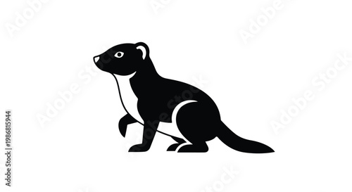 Black silhouette of a ferret standing